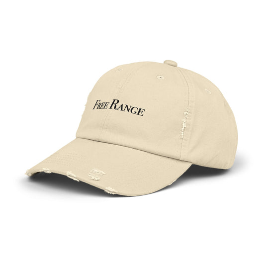 Casual Distressed Cap | Free Range Unisex Hat, Trendy Dad Hat, Gift for Him/Her, Summer Accessory, Everyday Wear